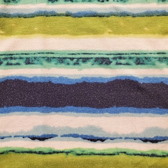 Blue, Green, White Striped Half Sleeve Top XL - Picture 3 of 8